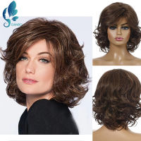 DANBO Synthetic Cruella Wig Natural Short Curly Hair High Temperature Resistant Brown Wigs for Women