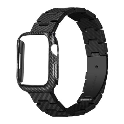 Carbon Fiber case+Strap For Apple Watch Band 45mm 44mm 42mm 41mm 40mm 38mm Bracelet belt iWatch Series 5 4 3 6 SE 7