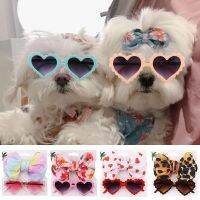 ZZOOI Dog Cat Sunglasses Lovely Vintage Heart Glasses For Small Dog Cute Chihuahua Bows Hair Ring Puppy Grooming Item Pet Accessories