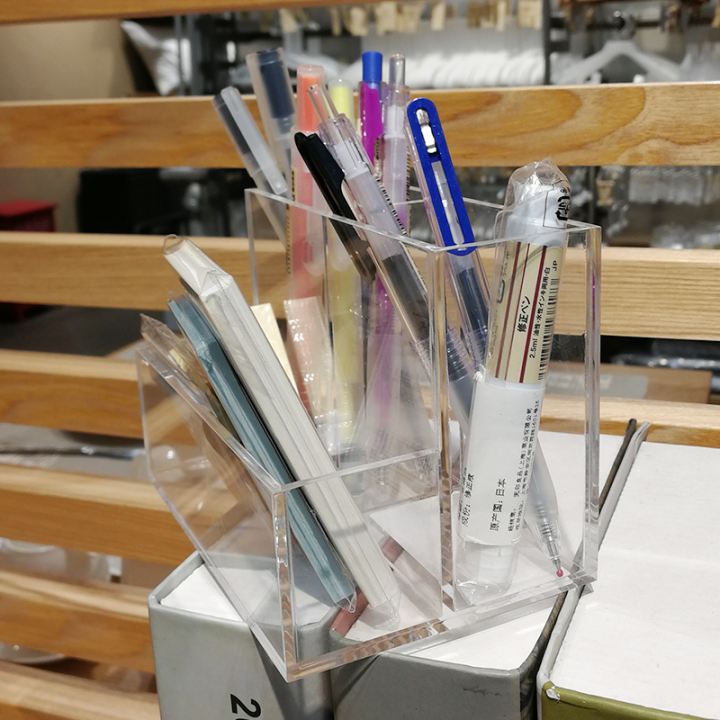 Japan MUJI acrylic storage box Muji desktop small shelf finishing box transparent pen holder