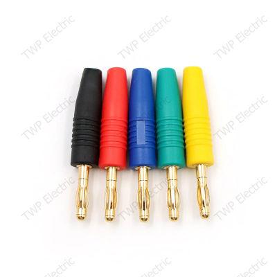 4 ชิ้น บานานาปลั๊กตัวผู้  (Banana plug) หัวแจ็ค ชุบทอง ขนาด 4 มิลลิเมตร ยาว 52 มิลลิเมตร แบบเชื่อมยึดกับสายไฟ 4pcs  4mm  Banana Plug  Gold Plated Musical Speaker Cable Wire Pin