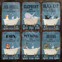Metal Sign Wall Decor Animals Bath Soap Tin Sign Jack Russell &amp;co Bath Soap Vintage Plaque Metal Poster for Bathroom Decoration Size: 20cm X 30cm（Contact the seller, free customization）