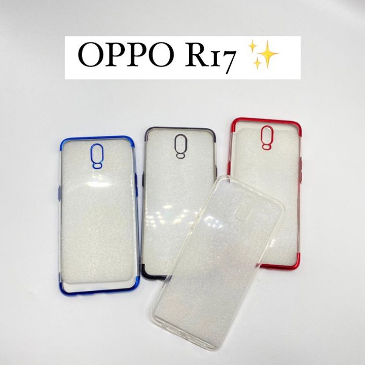 ส่งจากไทย-oppo-case-เคสมือถือ-ราคาถูก-เคส-oppo-r17-r15-opporeno-oppor15pro-เคสใสขอบสี-เคสโทสับ-กันรอย-9-9