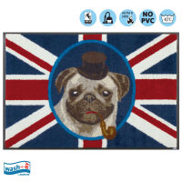 พรมแต่งบ้าน พรมปูพื้น พร้อมคุณสมบัติกันลื่น ANIMAL+FRIENDS-British Pug ยี่ห้อ Wash+Dry/ size: 50x75 cm