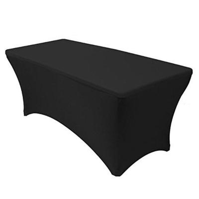 ผ้าปูโต๊ะสแปนเด็กซ์ทรงสี่เหลี่ยมผืนผ้า6FT แบบยืดได้สำหรับปาร์ตี้บุฟเฟ่ต์ผ้า (สีขาว,สีดำ)