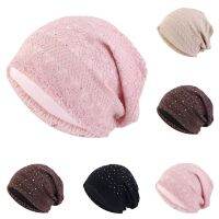 【YF】 Women Elastic Turban Muslim Lace Rhinestone Hijab Sleep Night Caps Chemo Pullover Hat Ladies Scarf Headwrap Baggy Beanies