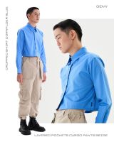 Gemy Cropped Shirt (Cornflower Blue) - เสื้อเชิ้ตครอปสีฟ้าคอร์นฟลาวเวอร์ปักโลโก้