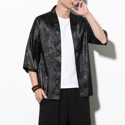 ชุดเสื้อคาร์ดิแกน Kimono แบบดั้งเดิมของผู้ชายญี่ปุ่นชุดเสื้อผ้าญี่ปุ่นญี่ปุ่นแบบชุดเดรสจีนดั้งเดิมยาวถึง M-5XL สำหรับฤดูร้อน