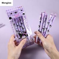 MENGJIEE เครื่องเขียน5ชิ้น/เซ็ตปากกาเจลแบบกดหมึกดำ ST Nib ปากกาลูกลื่นการ์ตูน0.5Mm เขียนปากกาลงชื่อนักเรียน