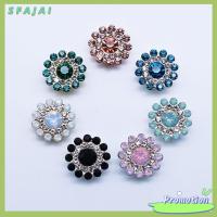 SFAJAI 10PCS 14mm ก้นเหล็ก รูปดอกไม้ ที่เป็นประกาย ปุ่ม ตกแต่งเสื้อผ้า พลอยเทียม หินแก้วคริสตัล