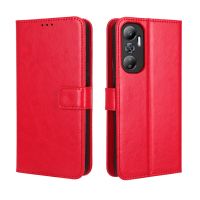 เคสกระเป๋าสตางค์สำหรับ Infinix Hot 20 4G PU หนังกลับมีขาตั้งเคสแบบพับปิดได้