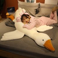 Super soft big white goose lying down pillow plush toy duck cute doll bed