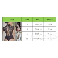 Women Bodysuits, y Full Lace See Through Lingerie Cheongsam High Turtleneck Backless Hollow out Nightwear