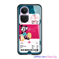 Serpens เคสสำหรับ OPPO Reno10 Pro 5G,การ์ตูนมิกกี้ตั๋วเครื่องบินเคสโดนัลด์เดซี่เป็ดกระจกนิรภัยมันวาวฝาหลัง