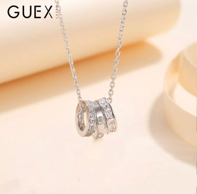 Fashion necklace สร้อยคอเงินแท้925 สร้อยคอ3วงแหวนห้อย (พร้อมกล่อง)