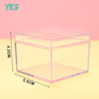 ?【Lowest price】YKS Clear acrylic 5 Sided Jewelry แสดงกล่องเก็บของ Case Square Cube props BOX