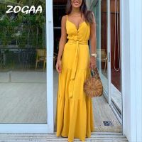 【HOT】❦☫ ZOGAA Boho Sleeveless Strappy Female Dresses V-neck Bandage Beach Les Robe