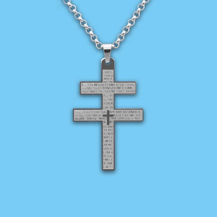 Double Cross Pendant, Cross of Lorraine Necklace