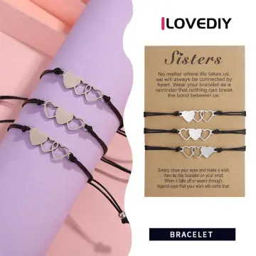 Buy Kairangi by Yellow Chimes Black Brass Silver Tone Heart Shaped Sister  Bracelet Set for Women and Girls Online at Best Prices in India - JioMart.