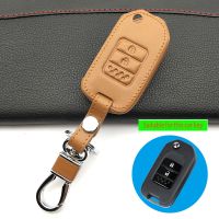 ☌ Hot sale Mens Fashion And Genuine Leather Womens Car Key Case Cover Keychain for Honda 2 button protect shell starline a91