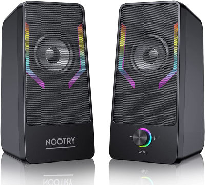 NOOTRY Computer Speakers, Upgraded RGB Gaming Speakers with 7Color Backlit, 10W USB Powered Volume Control Speaker, 2.0CH Stereo Laptop Speaker with Microphone, Bluetooth&amp;USB Audio for Mac Desktop PC Monitor