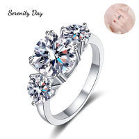 Serenity วัน925เงินสเตอร์ลิง3กะรัต Moissanite แหวน D สี VVS เพชรทองคำขาวชุบเครื่องประดับ Fine สำหรับผู้หญิงของขวัญแต่งงาน