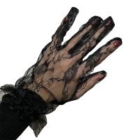 1 Pair Black Women Sexy Elegant Mesh Gloves Bride Fashion Lace Gloves Mittens Party Sun Protection Wrist Length Driving Gloves