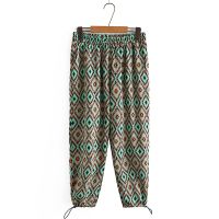 【มีไซส์ใหญ่】Plus Size Womens Autumn New Fashion Pants Elastic Waist Vintage Printed Harem Trousers