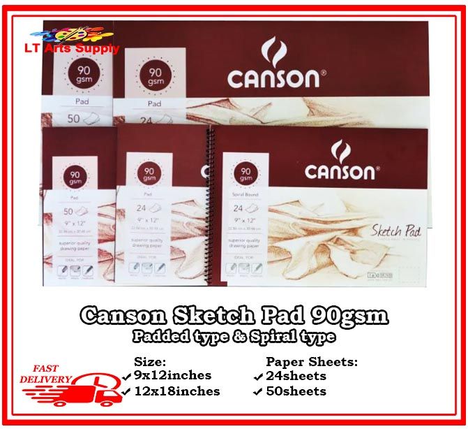 CANSON SKETCH PAD 9X12 24 SHEETS PADDED 90GSM