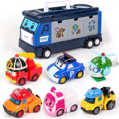 7PC/set Cartoon Anime Action Figure Robocar Ambe Roy Helly Transformation Robot Car Assembly Puzzle Toy Kids Birthday Best Gift