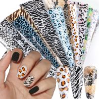 【CW】 10pcs Leopard Print Tranfer Foils Mixed Snake Stickers Pattern Nails Papers BECQ917