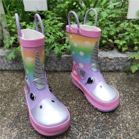 High Quality Unicorn Girls Rain Boots Cartoon Lightweight Non-Slip Four Seasons Childrens Rubber Boots Kalosze Dla Dzieci