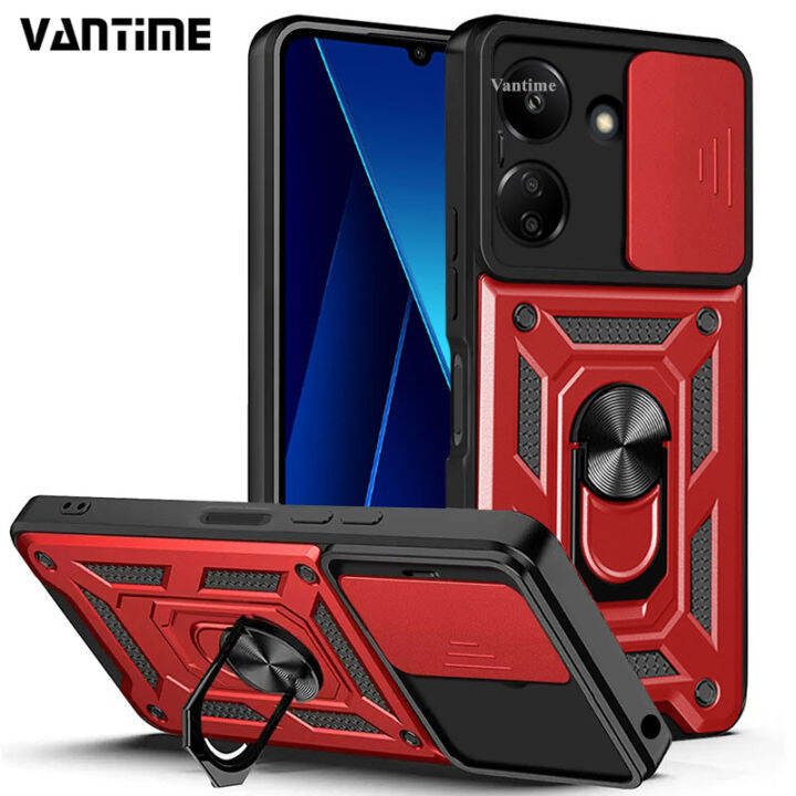 Vantime for Xiaomi Poco C65 Phone Case Slide Camera Cover Kickstand ...