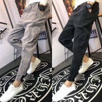 Web celebrity pants male qiu dong popular logo beam foot leisure little black stretch denim jeans mens cultivate ones morality pants