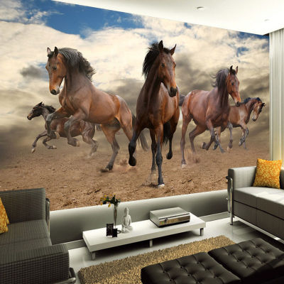 [hot]Custom 3D Mural Wallpaper Non-woven Stereoscopic Galloping Horse Home Decoration Wall Art For Living Room Bedroom Wallpaper Roll