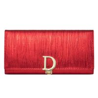 Genuine Leather Wallets Womens Wallets Long Wallets Womens Rits Wallets Money Tas Koe Leather Card Holder Red Gold