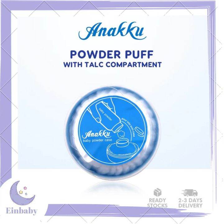 ANAKKU Powder Puff with Talc Compartment Baby Powder Case Bekas Bedak