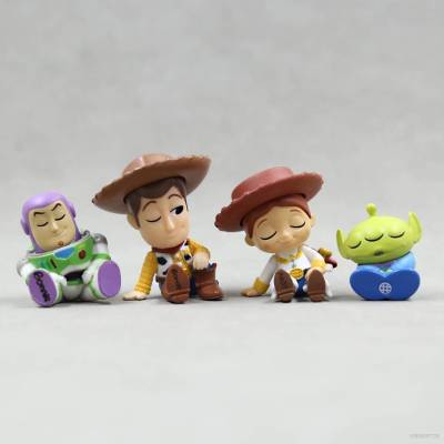 Ns3 ตุ๊กตาฟิกเกอร์ Toy Story Sleeping Alien Woody Jessie Buzzy 4 ชิ้น ของเล่นสําหรับเด็ก