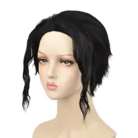 Anime Kimetsu No Yaiba Demon Slayer Cos Wig Kibutsuji Muzan  Cosplay Black Short Wave Hair Halloween Cos Accesory Unisex Headge