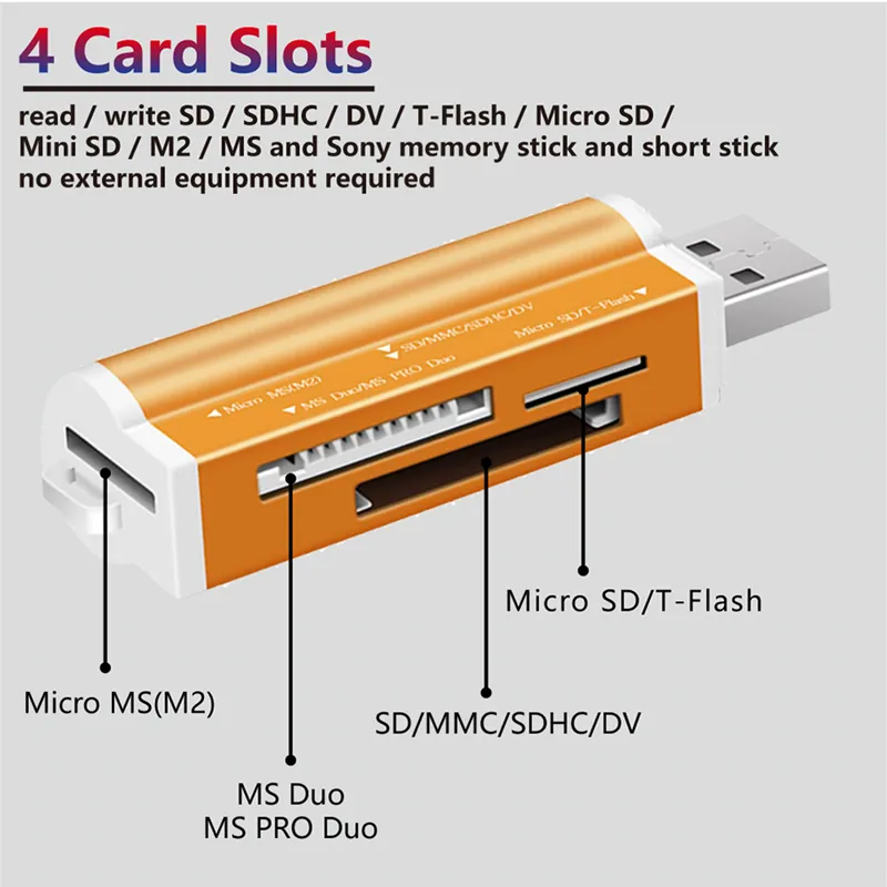 Aluminum Alloy USB 2.0 All-In-One Multi-Function Card Reader All In 1 Multi  Memory Card Reader For TF SD MS SDHC MMC M2 MS Pro - AliExpress