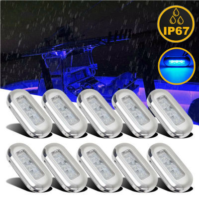 10x Oblong Stainless Yacht Stair Light Deck Boat LED Blue