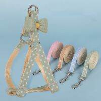 Small Dog Harness Leash Cat Collars Outdoor Walking Lead Dot Bow Adjustable Pet Collars Cat Harness Chest Strap Puppy Accessorie