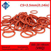 Intro2023 Apt2PCSlot Silicone rubber oring Red VMQ CS3.5mm OD48mm O Ring Gasket Silicone O-ring water prof