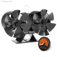 ✿☊ hanmu56 Duplo Headed Fogão ventilador movido a calor sem bateria lareira Eco-Fan log madeira silenciosa eficiente distribuição de lâminas