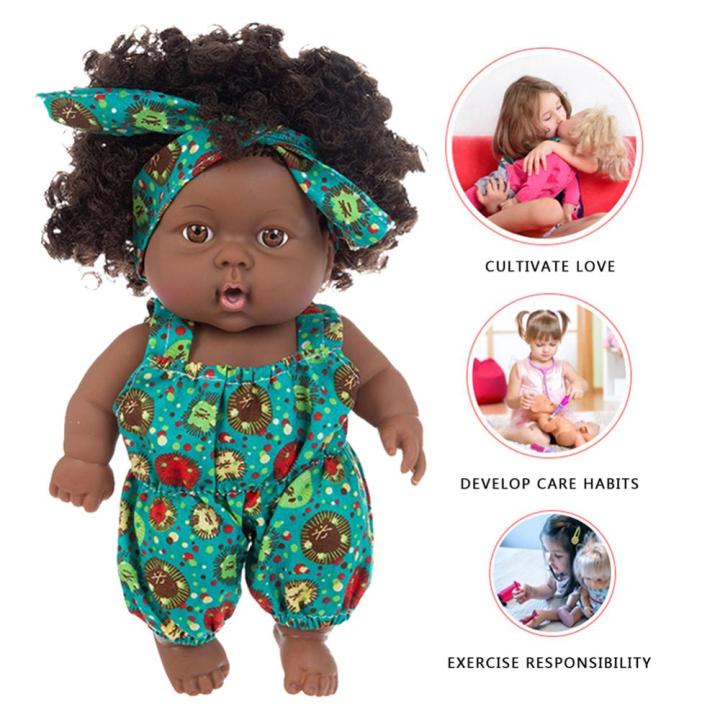 ของเล่นบ้านตุ๊กตาของเล่นสำหรับเด็กทารกเกิดใหม่ตุ๊กตาเด็กสีดำไวนิลสำหรับเด็กแรกเกิด