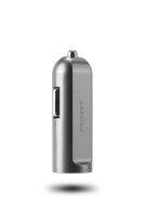PISEN อะแดปเตอร์ชาร์จไฟในรถยนต์ iCar Charger 2A USB 5 โวลล์ ขาล็อคแบบสปริง โทรศัพท์ได้แม้เสียบชาร์จไฟอยู่ ชาร์จเร็ว ไม่เปลืองไฟ ปลอดภัย - สีเทา