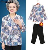 Middle-aged and elderly summer womens 60-70-year-old grandmas large-size short-sleeved clothes for the elderly two-piece suit/single piece