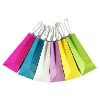 50PCS DIY Multifunction soft color paper bag with handles 21x15x8cm Festival gift bag High Quality shopping bags kraft paper