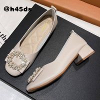 Womens Shoes 2022 New Shoes Womens Autumn Soft Leather Shoes Womens Medium Heel Fairy Style Thick Heel Shoes Gentle Womens High Heels