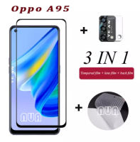 3in1 Oppo A95 4G / Oppo A95 5G ฟิล์มเลนส์กล้อง + ฟิล์มกระจกเต็มจอ+ ฟิล์มหลัง ฟิล์มกันกระแทกขอบดำ